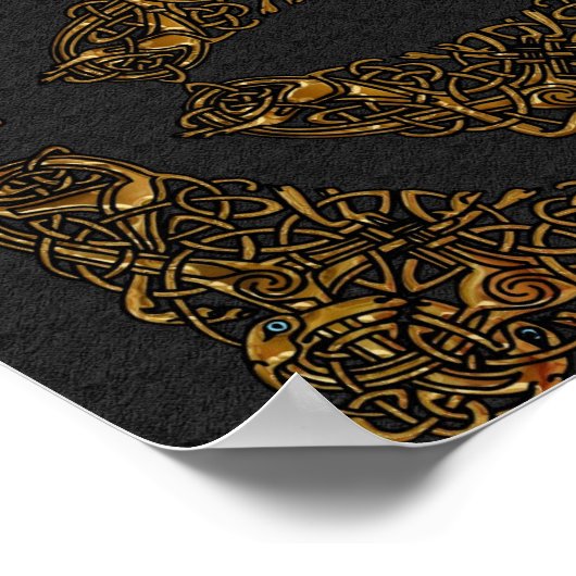 ゴールデンドッグケルト結び目模様ポスター ポスター (角)