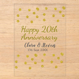 ゴールデンドットきらめくハッピー20周年記念結婚式 アクリル招待状