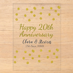ゴールデンドットきらめくハッピー20周年記念結婚式 アクリル招待状