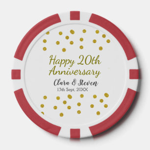 ゴールデンドットきらめくハッピー20周年記念結婚式 ポーカーチップ