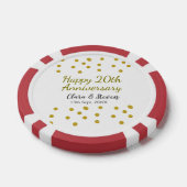 ゴールデンドットきらめくハッピー20周年記念結婚式 ポーカーチップ (シングル)