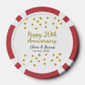 ゴールデンドットきらめくハッピー20周年記念結婚式 ポーカーチップ (裏面)