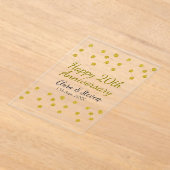 ゴールデンドットグリッターhappy 20th anniversary 結婚's アクリル招待状 (レイダウン)