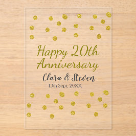 ゴールデンドットグリッターhappy 20th anniversary 結婚's アクリル招待状