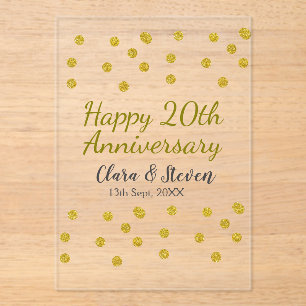 ゴールデンドットグリッターhappy 20th anniversary 結婚's アクリル招待状