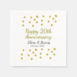 ゴールデンドットグリッターhappy 20th anniversary 結婚's スタンダードカクテルナプキン