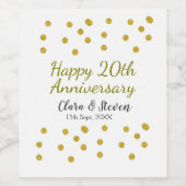 ゴールデンドットグリッターhappy 20th anniversary 結婚's ワインラベル (シングルラベル)