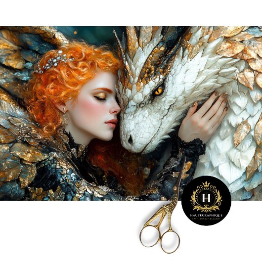 ゴールデンドラゴンウーマンファンタジーデコパージュ 薄葉紙