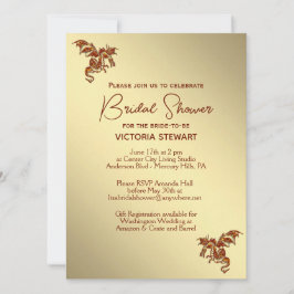 ゴールデンドラゴンファンタジーブライダルシャワー招待 招待状