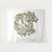 ゴールデンドラゴンフェイクロゴゴールドフォイルエレガント タペストリー (正面(横))