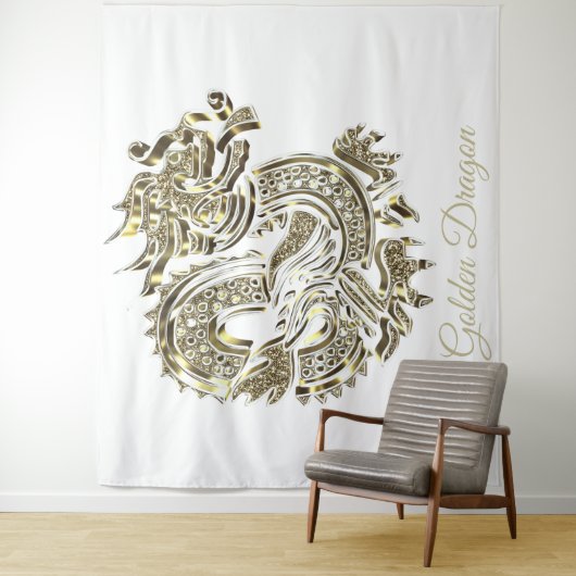 ゴールデンドラゴンフェイクロゴゴールドフォイルエレガント タペストリー (インサイチュ)