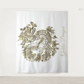 ゴールデンドラゴンフェイクロゴゴールドフォイルエレガント タペストリー (正面)