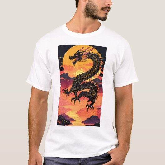 「ゴールデンドラゴンライジング:伝統とVの融合 Tシャツ (正面)