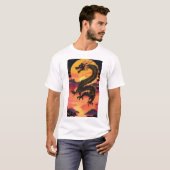「ゴールデンドラゴンライジング:伝統とVの融合 Tシャツ (正面フル)