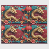 ゴールデンドラゴン中国のスペクタクル新年 ラッピングペーパー (フラット)