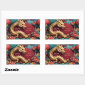 ゴールデンドラゴン中国のスペクタクル新年 長方形シール (シート)