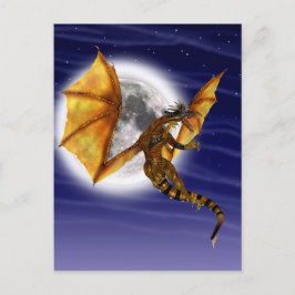 ゴールデンドラゴン神話上のファンタジー生き物紫色の空 ポストカード
