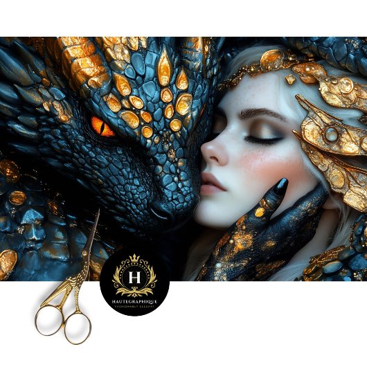 ゴールデンドラゴン魅惑の女性のファンタジーデコパージュ 薄葉紙