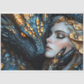 ゴールデンドラゴン魅惑の女性のファンタジーデコパージュ 薄葉紙 (正面)