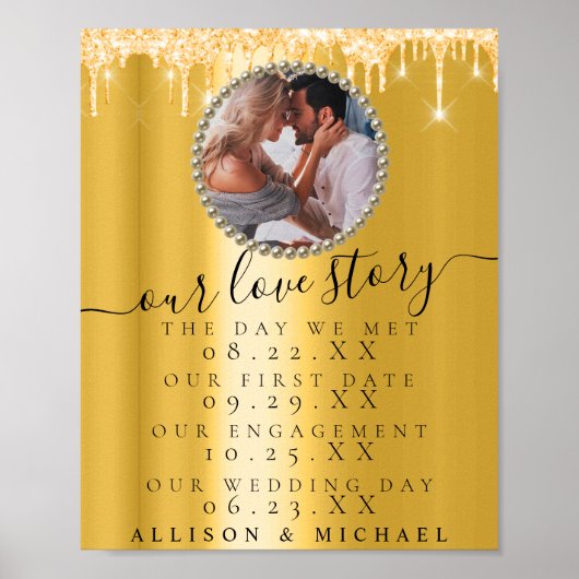ゴールデンドリップス写真ラブストーリー結婚のサイン ポスター (正面)