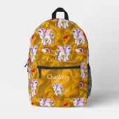 ゴールデンドリームズエンチャントユニコーン金ゴールド プリントバックパック (正面)