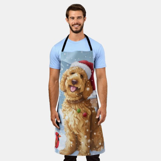 ゴールデンドルウィンターワンダーランドクリスマスジョイ エプロン (着用した状態)