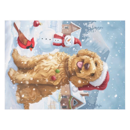 ゴールデンドルウィンターワンダーランドクリスマスジョイ テーブルクロス (正面(横))