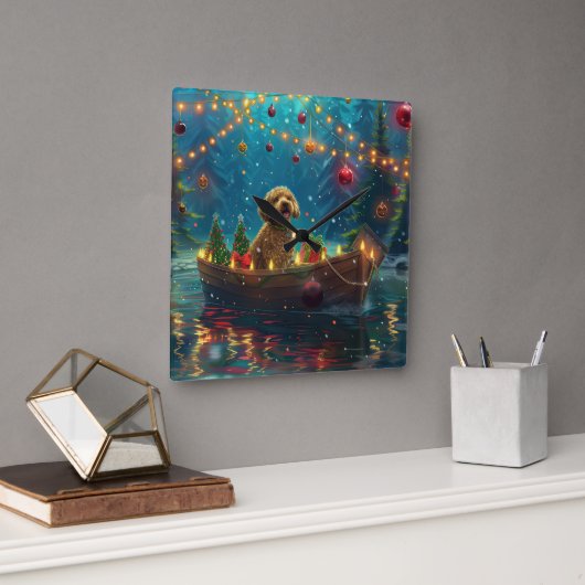 ゴールデンドルクリスマスフェスティバル航海 スクエア壁時計 (オフィス)