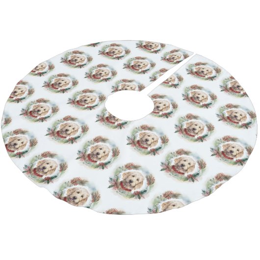 ゴールデンドルクリスマスリースフェスティバルカップ ブラッシュドポリエステルツリースカート (アングル)