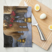 ゴールデンドルスノーリースレイクリスマスデコール キッチンタオル (四つ折り)