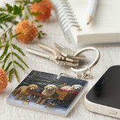 ゴールデンドルスノーリースレイクリスマスデコール キーホルダー (正面右)