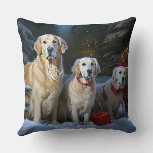 ゴールデンドルスノーリースレイクリスマスデコール クッション (裏面)