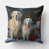 ゴールデンドルスノーリースレイクリスマスデコール クッション (正面)