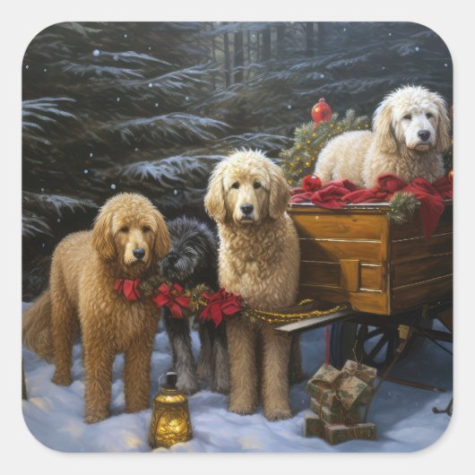 ゴールデンドルスノーリースレイクリスマスデコール スクエアシール (正面)