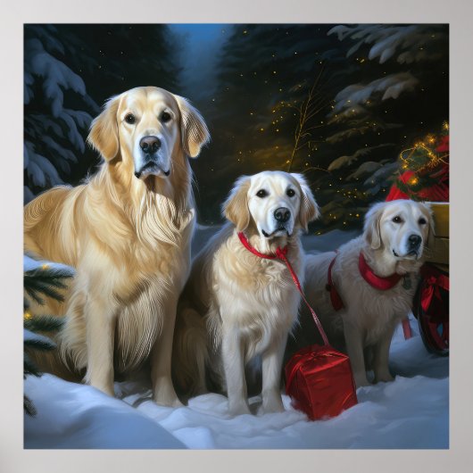 ゴールデンドルスノーリースレイクリスマスデコール ポスター (正面)