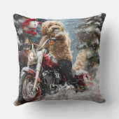 ゴールデンドルドッグオートバイクリスマスに乗る クッション (裏面)