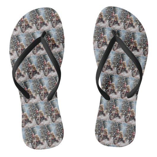 ゴールデンドルドッグオートバイクリスマスに乗る ビーチサンダル (ソール)