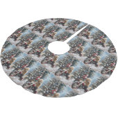 ゴールデンドルドッグオートバイクリスマスに乗る ブラッシュドポリエステルツリースカート (アングル)