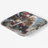 ゴールデンドルドッグオートバイクリスマスに乗る ペーパープレート (傾斜あり)