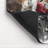 ゴールデンドルドッグオートバイクリスマスに乗る マウスパッド (コーナー)