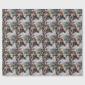 ゴールデンドルドッグオートバイクリスマスに乗る ラッピングペーパー (フラット)