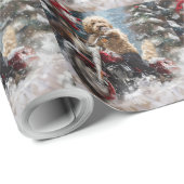 ゴールデンドルドッグオートバイクリスマスに乗る ラッピングペーパー (ロールコーナー)