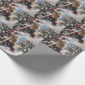 ゴールデンドルドッグオートバイクリスマスに乗る ラッピングペーパー (角)