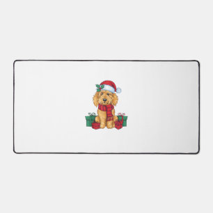 ゴールデンドルドッグクリスマスお祝いサンタドッグX デスクマット