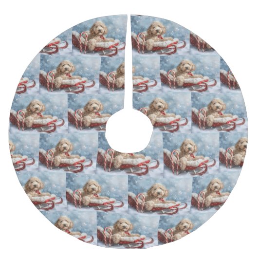 ゴールデンドルドッグクリスマスフェスティバル ブラッシュドポリエステルツリースカート (正面)