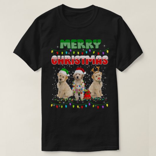 ゴールデンドルドッグツリークリスマスセータークリスマスペットD Tシャツ (デザイン正面)