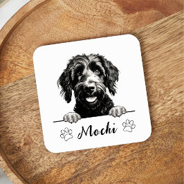ゴールデンドルドッグハンドパーソナライズされたスケッチ スクエアペーパーコースター