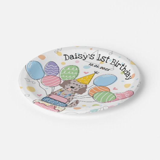 ゴールデンドルドッグバースデーパーティー紙プレート ペーパープレート (アングル)