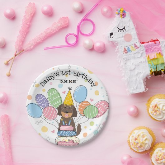 ゴールデンドルドッグバースデーパーティー紙プレート ペーパープレート (パーティー)