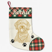 ゴールデンドルドッグパーソナライズされたクリスマスストッキング スモールクリスマスストッキング (正面)
